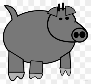 Cartoon Pig Animal Free Black White Clipart Images - Cartoon Pig - Png Download