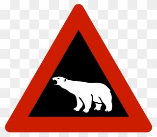 Norwegian Road Sign Polar Bear - Polar Bear Warning Sign Clipart