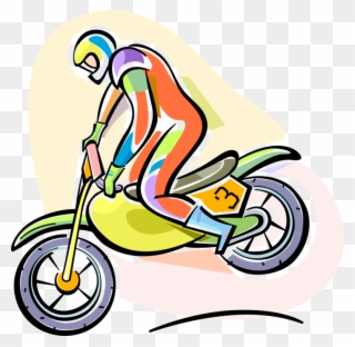 Vector Illustration Of Motocross Racer Racing In Off-road Clipart