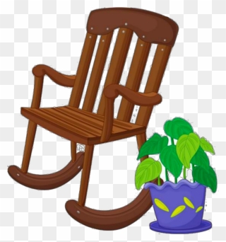 Ftestickers Clipart Chair Rockingchair Plant - Cartoon Rocking Chair - Png Download