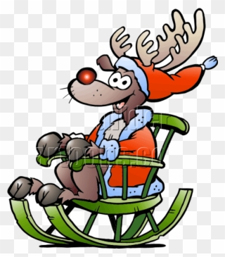 Christmas Reindeer In Green Chair - Reindeer Sitting On Chair Clipart