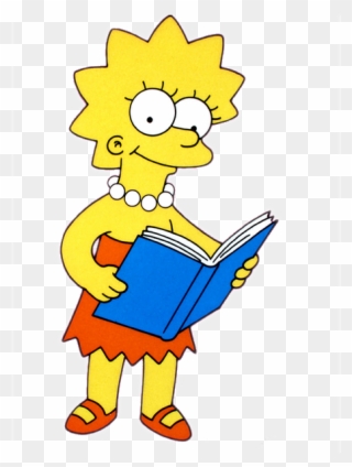 Simpsons Clip Art - Lisa Simpson Reading A Book - Png Download