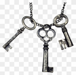 Burnished Silver Keys Necklace - Key On Chain Png Clipart