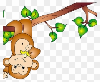 Clipart Monkey 10 Cross Black And Cute - Monkey On Tree Clipart - Png Download