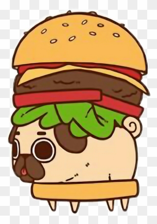 Clip Transparent Stock Cheeseburger Drawing Cute - Kawaii Pug Burger - Png Download