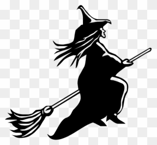 Witchcraft Cliparts - Witch On A Broom Transparent - Png Download