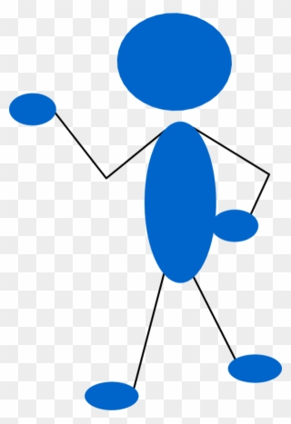 Blue Man Pointing To His Left Side - Stick Figure Blue Clipart
