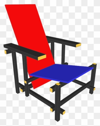 Red And Blue Chair De Stijl Art Bauhaus - Red And Blue Chair Clipart
