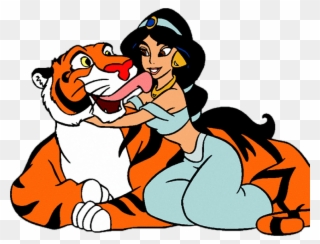Tiger Princess Jasmine Rajah Genie Clip Art - Disney Jasmine With Tiger - Png Download