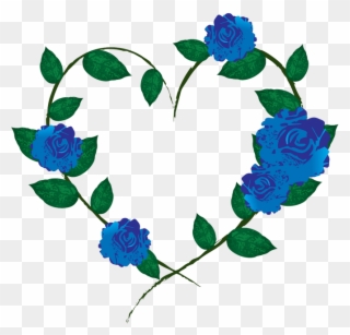 Heart Clipart Clipart Green Blue - Blue Heart With Flowers - Png Download
