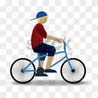 Boy Riding Bicycle V矢量图形 - Riding Motorcycle Hearing Music Clipart