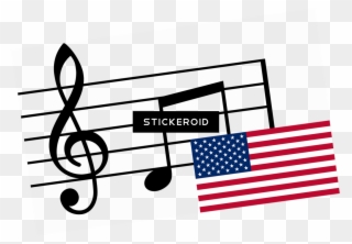 Musical Notes And Flag Usa - Musical Notes Clipart