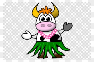 Cow In Skirt Clipart Cattle Grass Skirt Clip Art - Cow Wearing Hula Skirt - Png Download