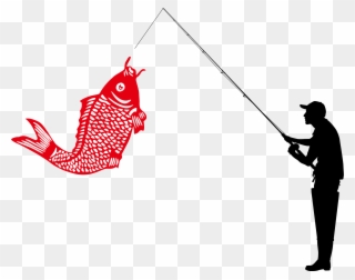 Fishing Angling Illustration - Fish Vector Line Art Clipart