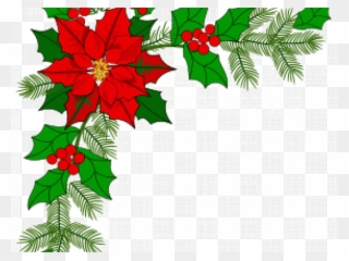 Poinsettia Clipart Decoration - Christmas Border Corner Gif - Png Download