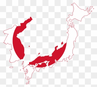 Flag Map Of Japan And Korea - Japanese Empire Flag Map Clipart