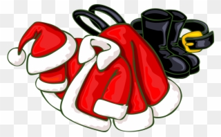 Vector Illustration Of Santa Claus Suits, Boots, And - Santa Suit Clip Art - Png Download