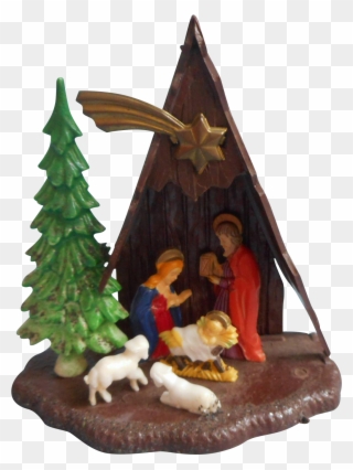 Vintage A Frame Nativity Christmas Ornament Plastic - Christmas Day Clipart