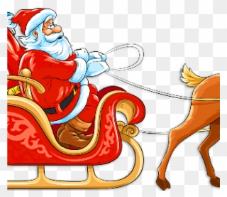 Sleigh Clipart Christmas Santas Sleigh Clipart School - Clipart Santa On Sleigh - Png Download