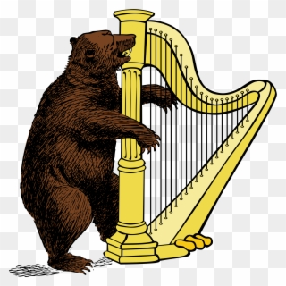 Bear And Harp By Urh, Bear Playing On A Harp - Harp Png Clipart