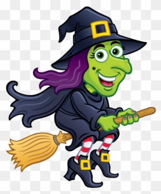 Cartoon Witch On Broom Clipart