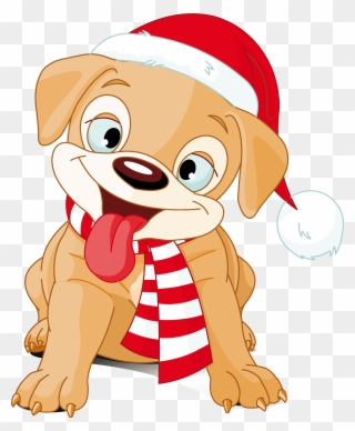 Puppy Clipart Merry Christmas Vector Library Stock - Clipart Christmas Dog - Png Download