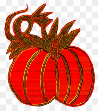 Chubby Pumpkins With Vine To Left And Large Leaf To Clipart