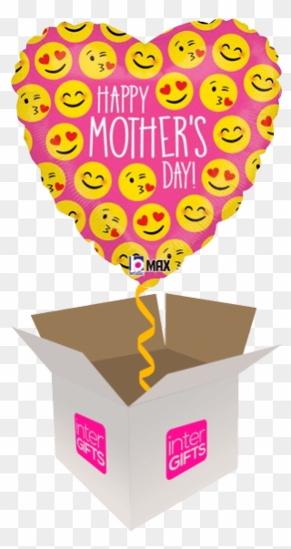 Emoji Heart Mother's Day - 18" Happy Mother's Day Emoji Faces Heart Shaped Balloon Clipart