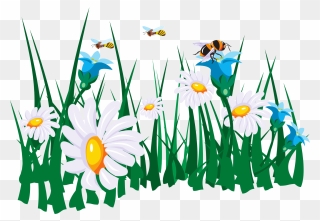 In The Garden Word Find - Bees On Flowers Clip Art - Png Download