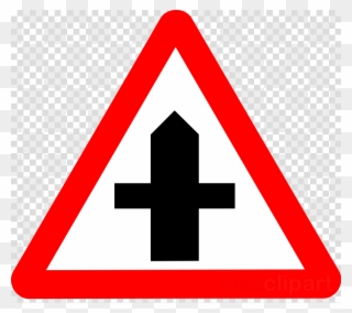 Crossroads Sign Clipart Traffic Sign Warning Sign Road - T Junction Sign Uk - Png Download