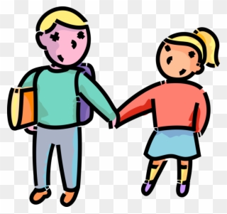 Vector Illustration Of Primary Or Elementary School - Brother And Sister Png Clipart