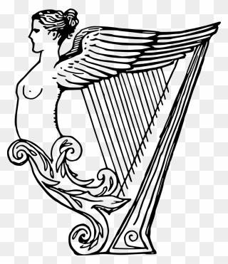 Celtic Harp Drawing Musical Instruments Line Art - Drawing Of A Harp Clipart