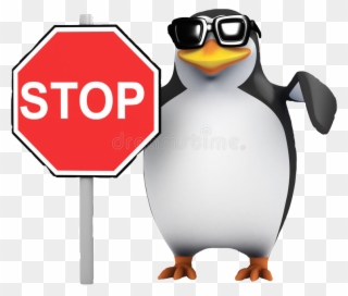 Stop Sign Meme Heres The Penguin Stop Sign Meme As - No Anime Penguin Gif Clipart