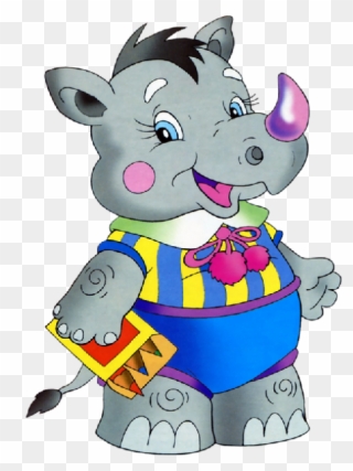Animals Going To School Cliaprt Clipart Cartoon Rhinoceros - Cartoon Animals Going To School - Png Download
