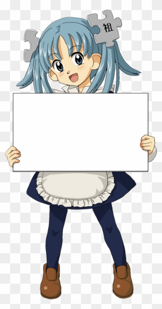 Wikipe-tan Holding Sign - Holding A Sign Clipart