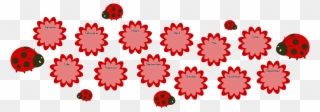 Picture Of Ladybugs Flowers Birthday Banner For Class - Des Clipart