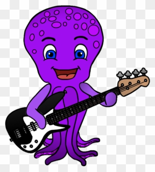 Octopus With Guitar - Octopus Playing Guitar Cartoon Clipart