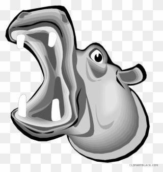 Clipartblack Com Free Black White Images - Hippo With Mouth Open Cartoon - Png Download