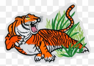 1212 Tiger On Grass Patch 10"w - Tiger Clipart