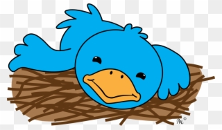 Cartoon Of A Lazy Blue Bird That Is No Early Bird, - Nicht So Frühaufsteher Brotdose Clipart