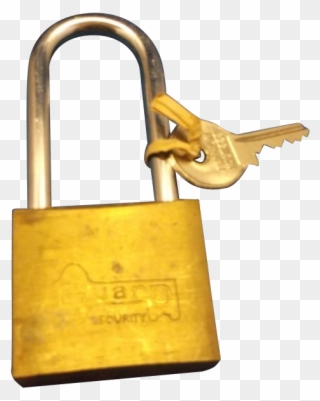 Guard Security Brass Padlock With Key Vintage - Brass Clipart