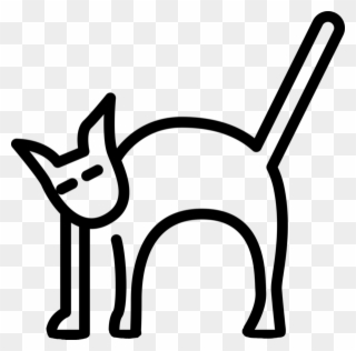 Cat With Arched Back Stamp - Cat Clipart
