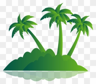 Picture Black And White Library Green Palm Tree Island - Vector Graphics Clipart