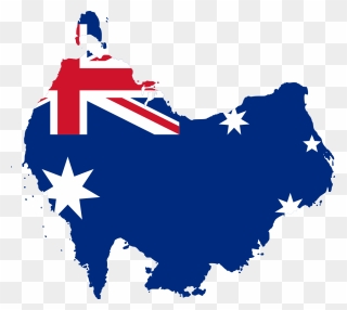 Australia Flag-map South At Top - Australia Flag Map Vector Clipart