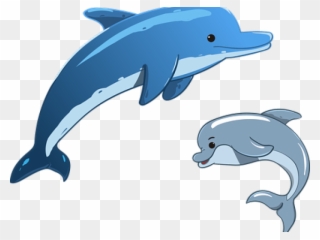 Flippers Clipart Whale Dolphin - Cartoon Mother Dolphin And Baby - Png Download