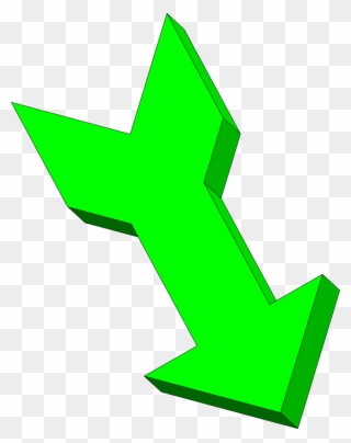3d Curved Arrow Clip Art - Green Arrow Pointing Down Free - Png Download