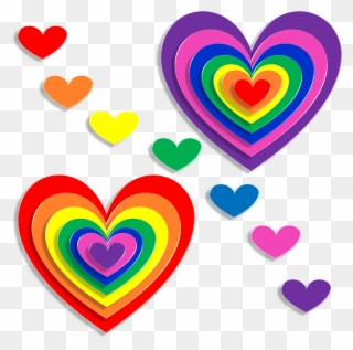 Hearts - Rainbow Hearts Valentines Day Greeting Cards Clipart