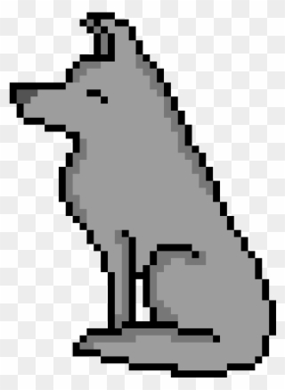 Pixel Art Wolf Shaded - Wolf Pixel Art Clipart