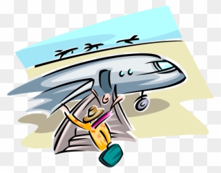 Vector Illustration Of Air Travel Passenger Waves Goodbye - Airplane Clipart