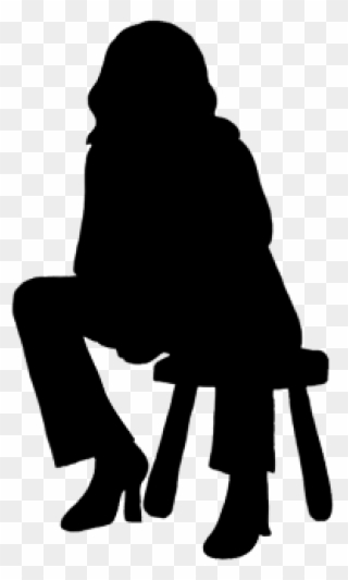 Woman Sitting On Stool - People Sitting Down Silhouette Png Clipart